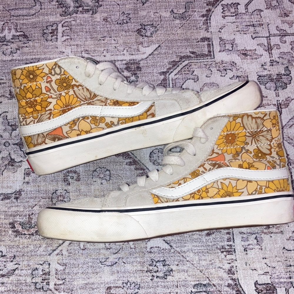 yellow design high top vans